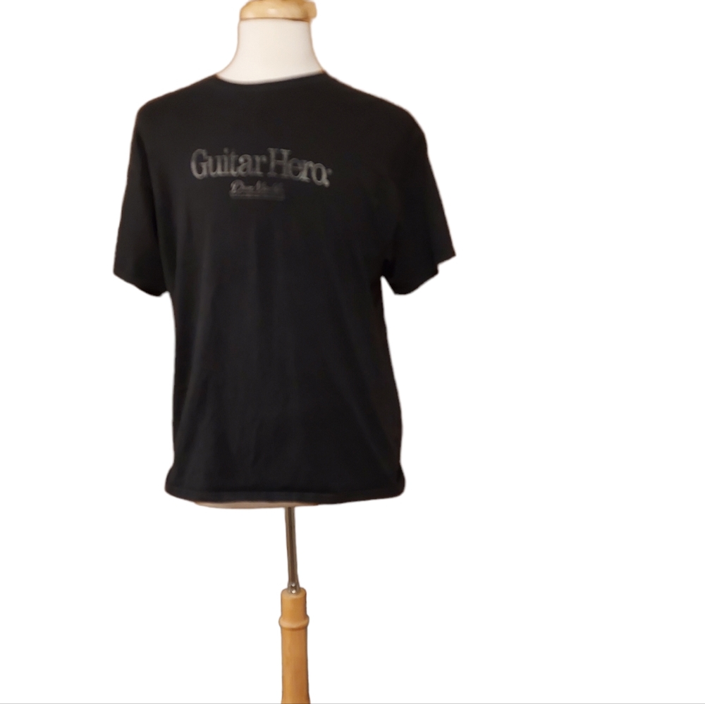 Guitar Hero Dean Markley Strings Tshirt L Men Black Top Short Sleeve Music y2k D